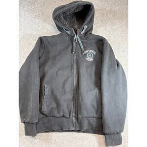 VTG Y2K O'Neill Sherpa Hoodie Mens Large Full Zip Ribbed Skater Surf Streetwear